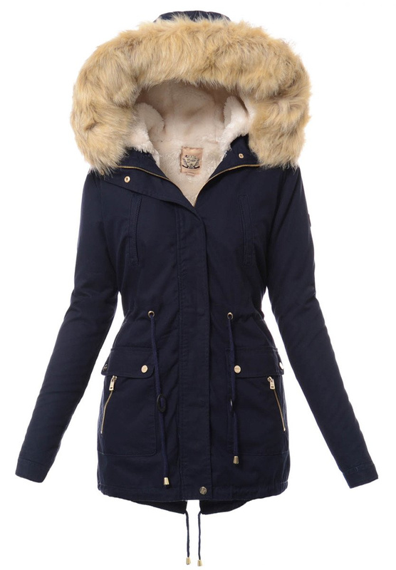 Damska Kurtka Parka 2w1 Zimowa Granatowa