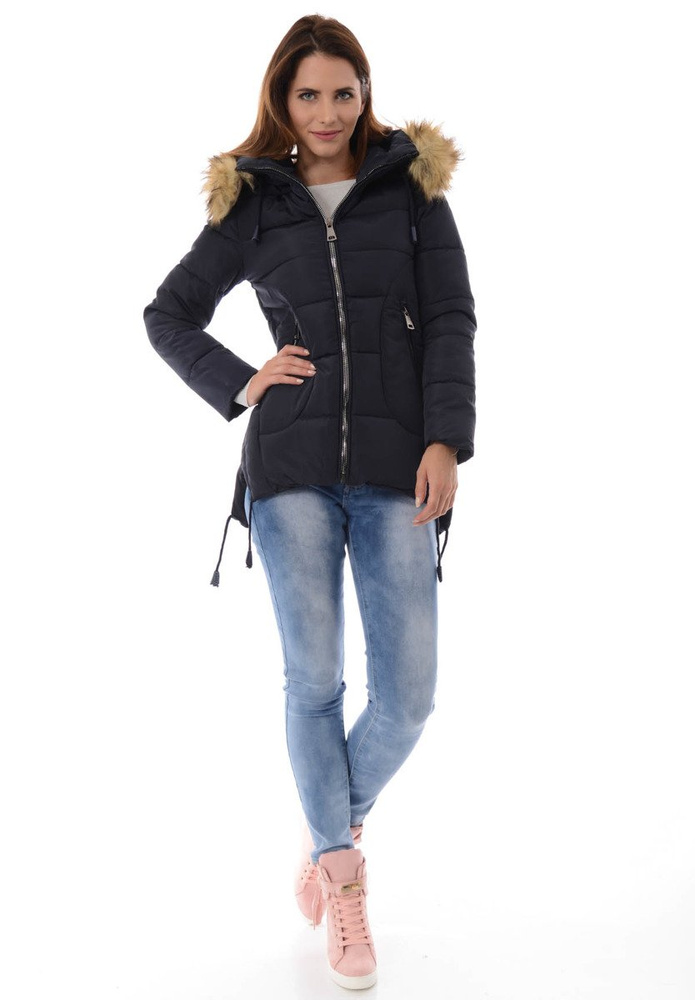 Damska Zimowa Ortalionowa Kurtka Pamela Granatowa