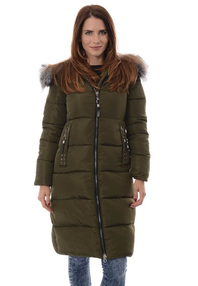 Damska Zimowa Kurtka Ortalionowa Stefania Khaki