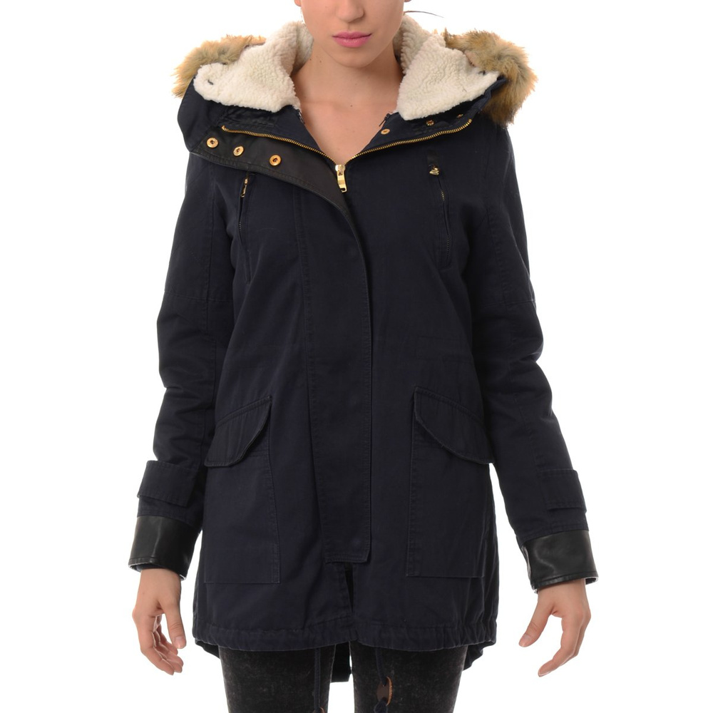 Damska Parka Kurtka Zimowa 2w1 Granat