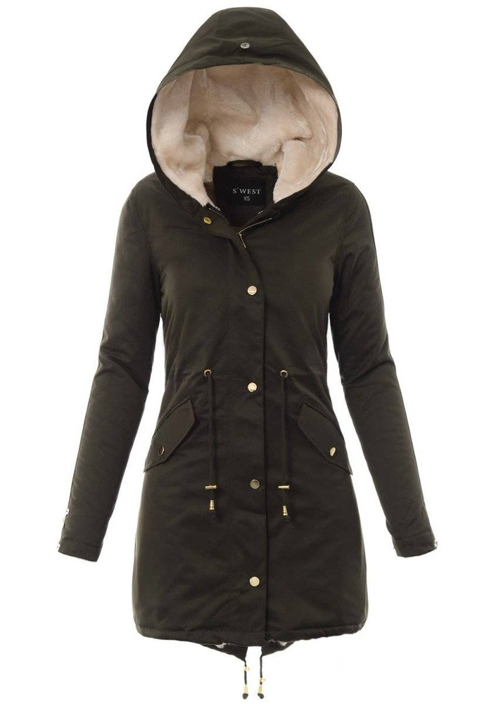 Damska Kurtka Parka Zimowa Wanessa Zielona Z Futerkiem Ecru
