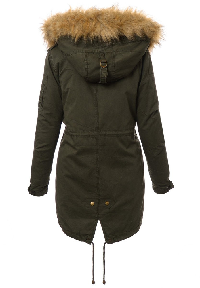 Parka Zimowa 2w1 Zielona Z Brązowym Futerkiem