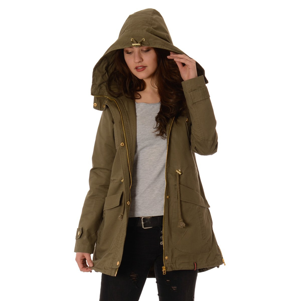 Damska Wiosenna Parka Zielona