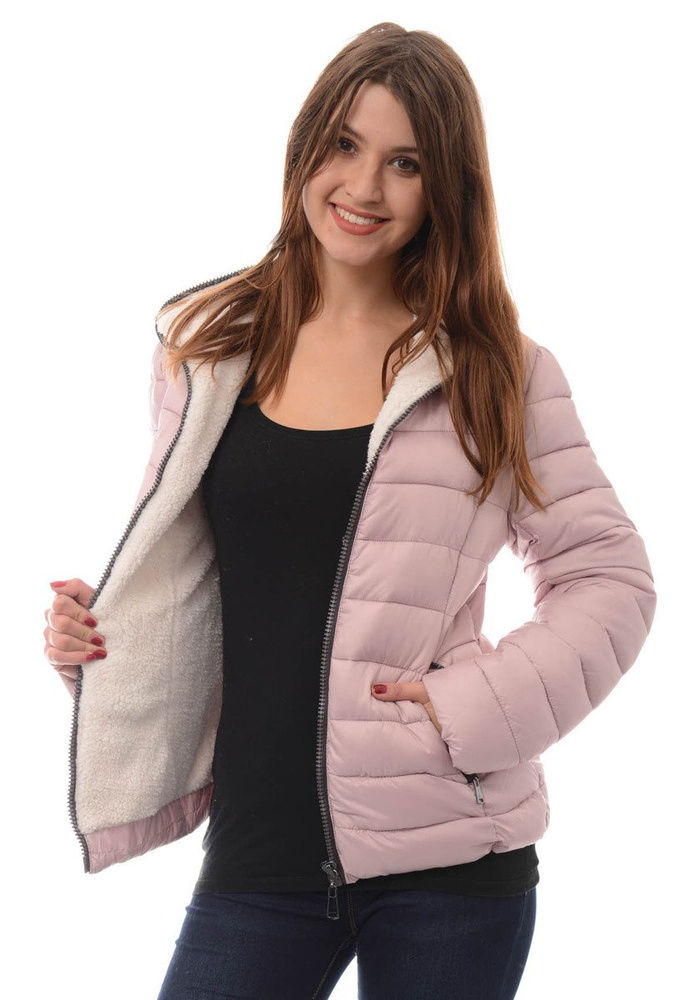 Damska Zimowa Kurtka Ortalionowa Blady Róż