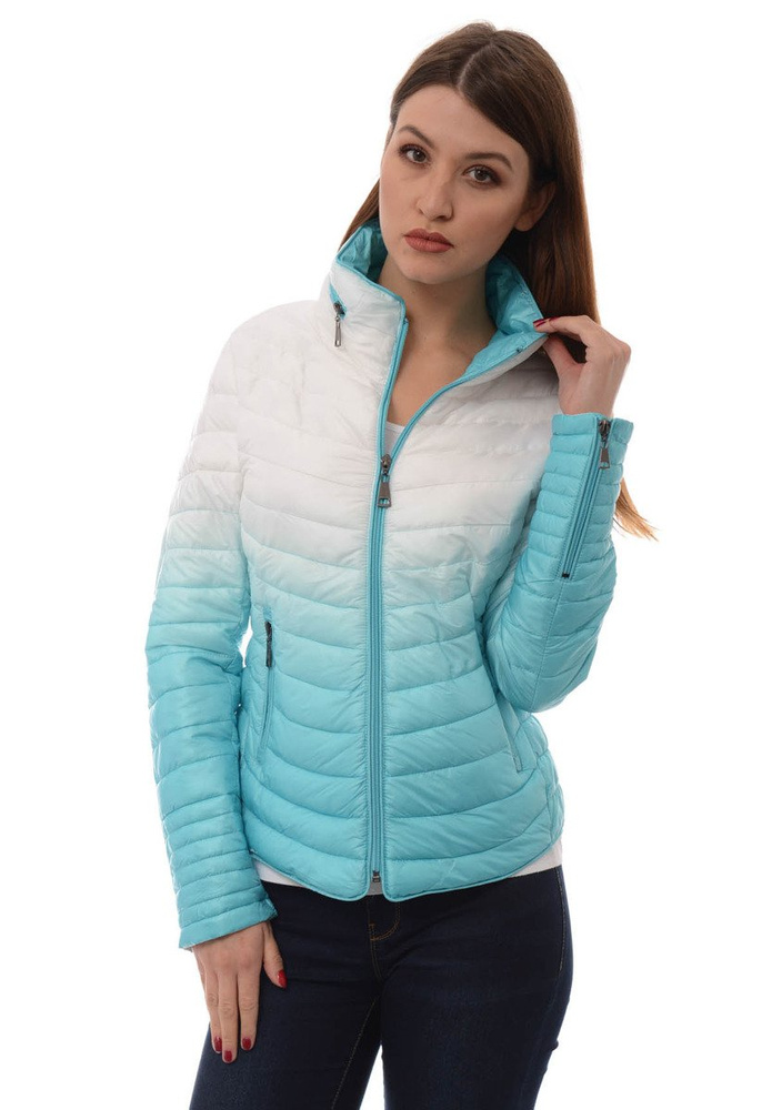 Damska Jesienna Wiosenna Kurtka Ortalionowa Ombre Emma Miętowo Biała