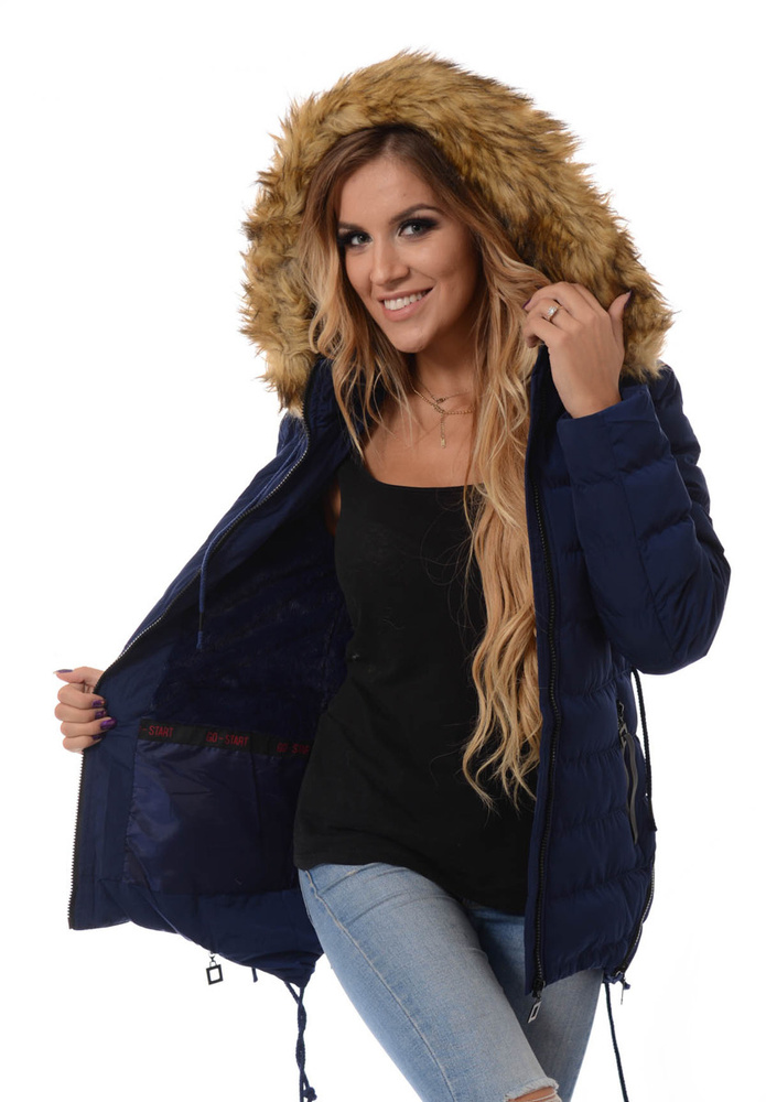 Damska Zimowa Kurtka Ortalionowa Granatowa