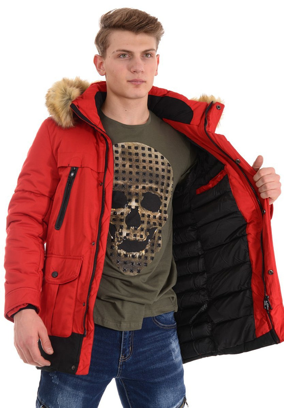 Męska Zimowa Kurtka Jurek Czerwona