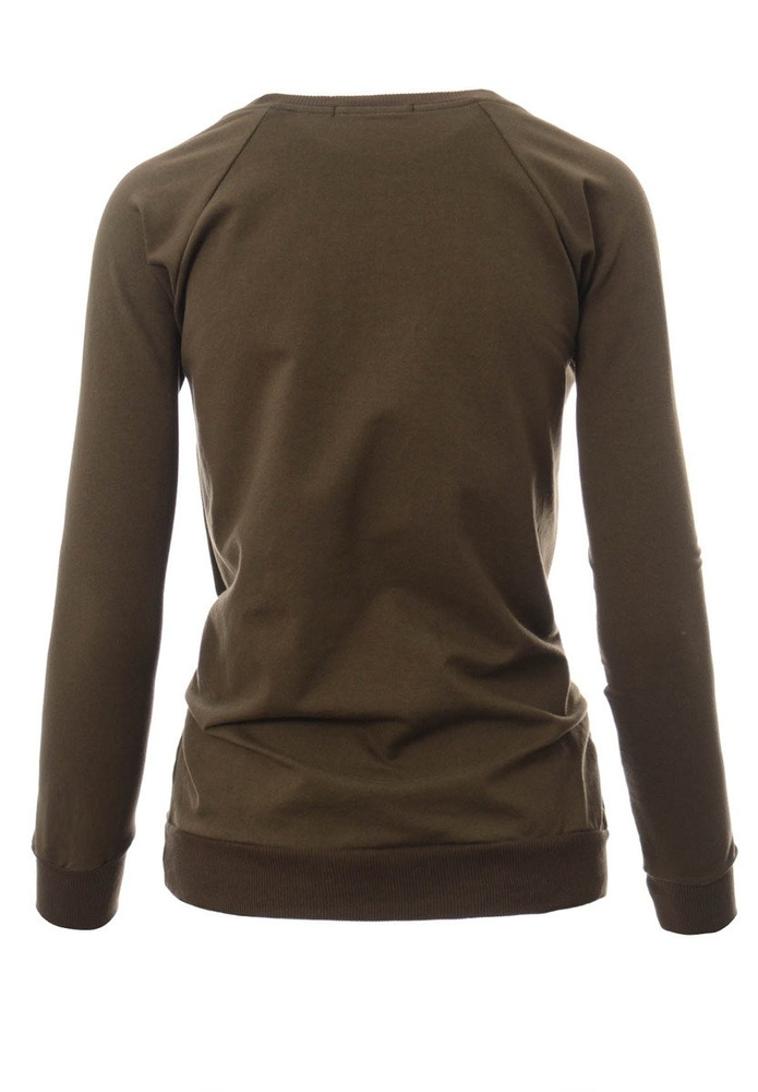 Damska Bluza Bawełniana Nadruk California Oliwkowa