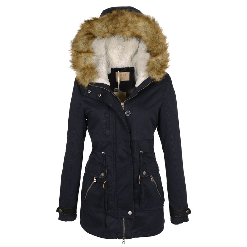 Damska Kurtka Parka Zimowa 2w1 Granatowa (489)