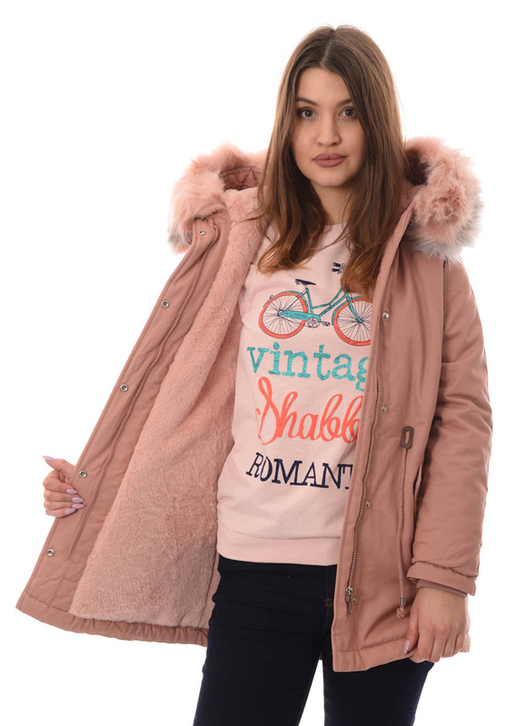 Damska Kurtka Parka Zimowa Kornela Różowa