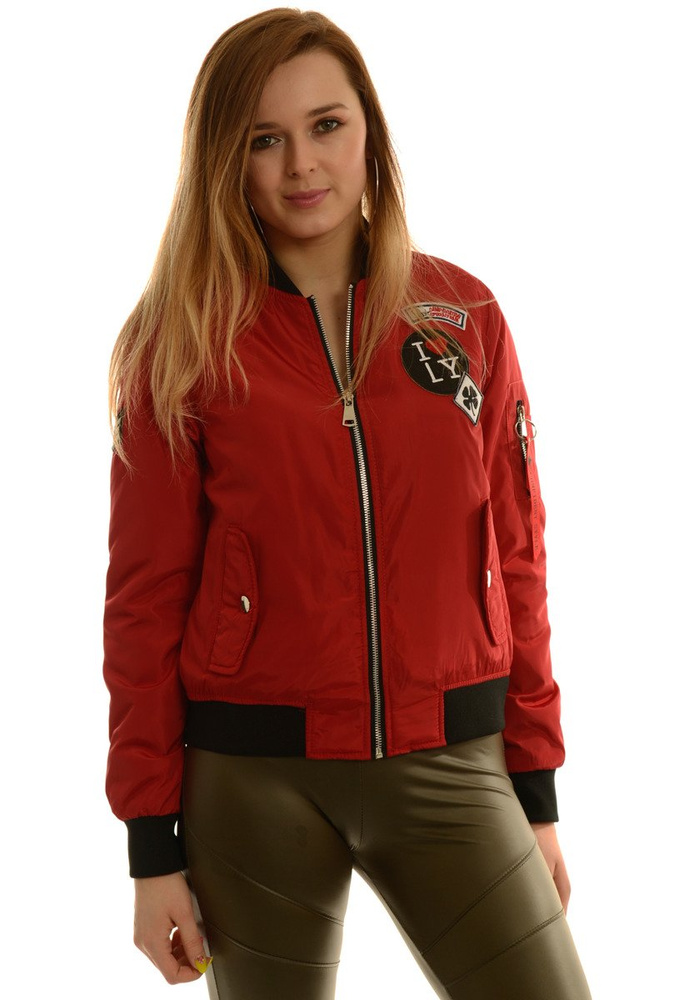 Damska Jesienna Kurtka Bomberka Elif Czerwona