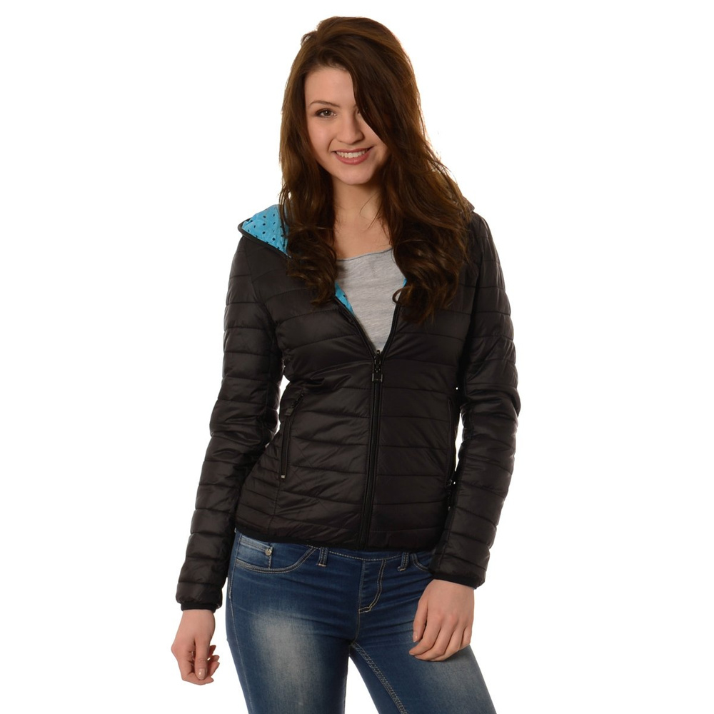 Damska Dwustronna Wiosenna - Jesienna Kurtka Ortalionowa Nadia Czarno Niebieska