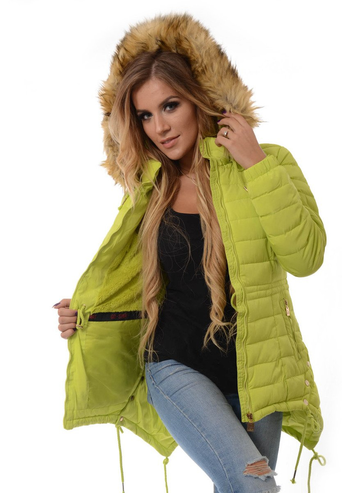 Damska Zimowa Kurtka Ortalionowa Kristin Limonkowa