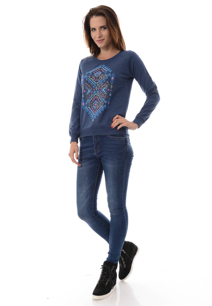 Damska Bluza Bawełniana Nadruk FOLLOW YOUR DREAMS Granatowa