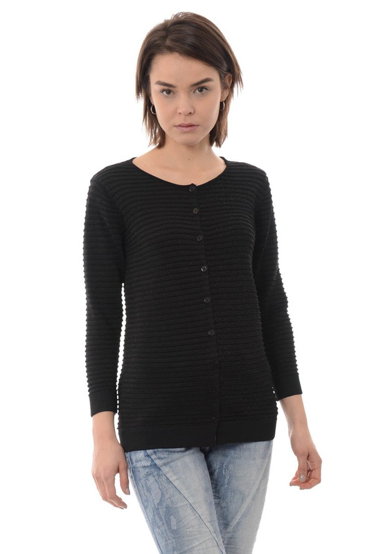 Damska Bluzka Sweterek Zapinany Czarny