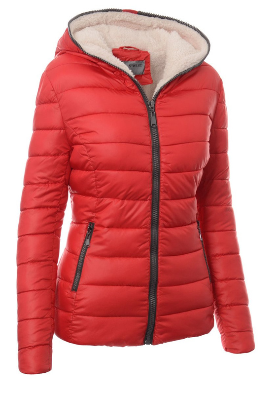 Damska Zimowa Kurtka Ortalionowa Czerwona