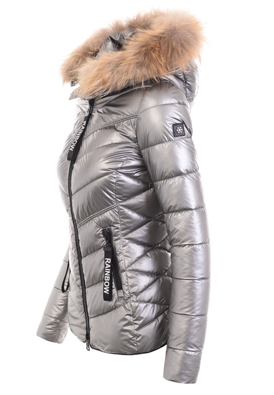 Damska Kurtka Zimowa Ortalionowa Marcelina Srebrna