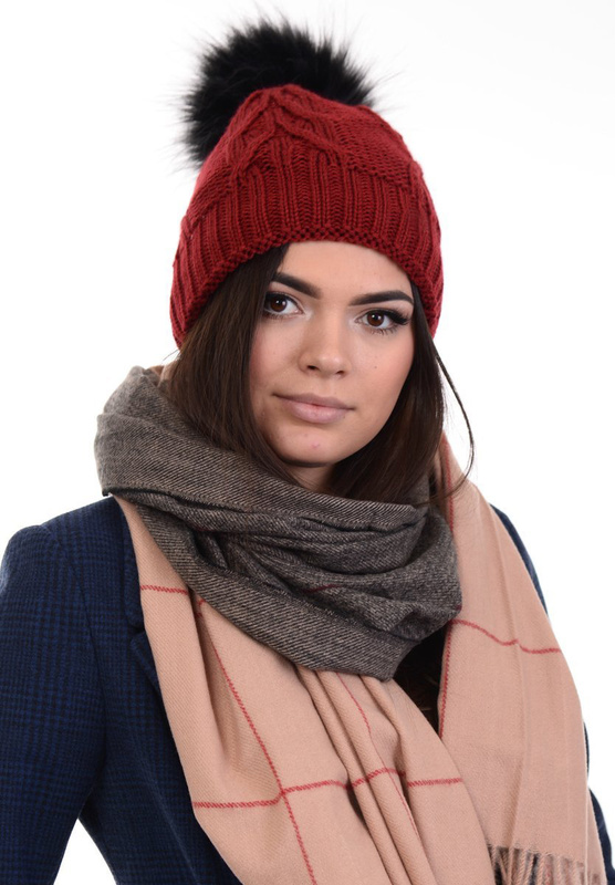 Damska Czapka Bordowa