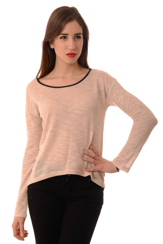 Damski Sweterek Długi Rękaw Beżowy