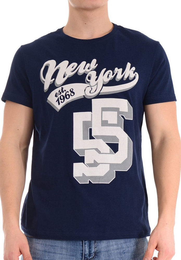 Męska Koszulka T-Shirt Nadruk Granatowa