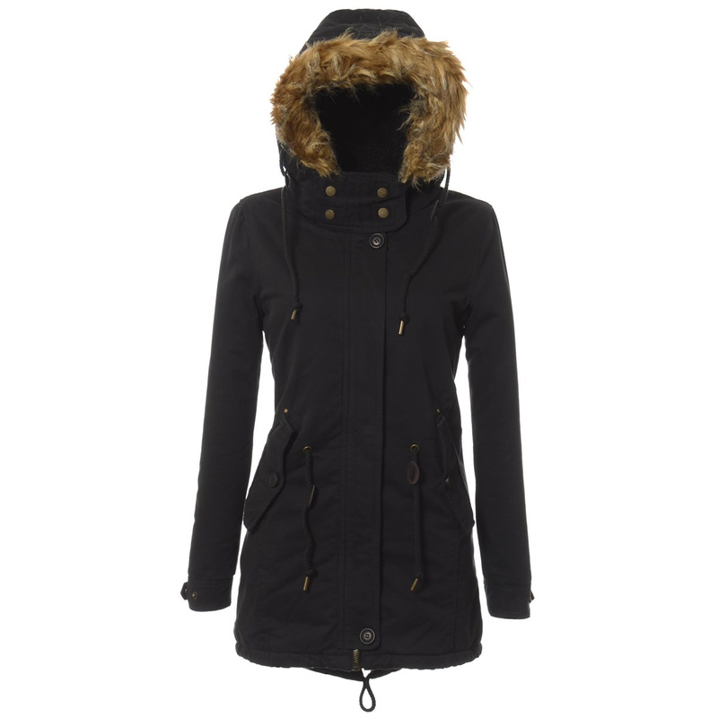 Kurtka Parka Zimowa Futro Czarna