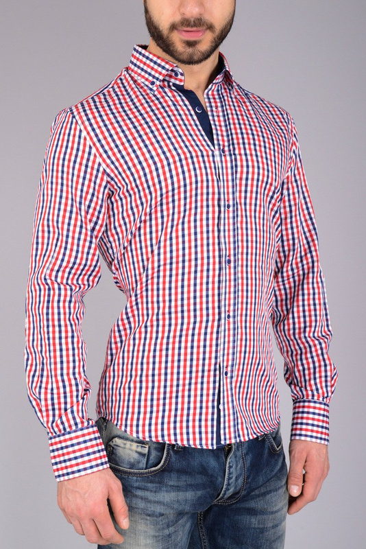 Elegancka Męska Koszula Łaty Kratka