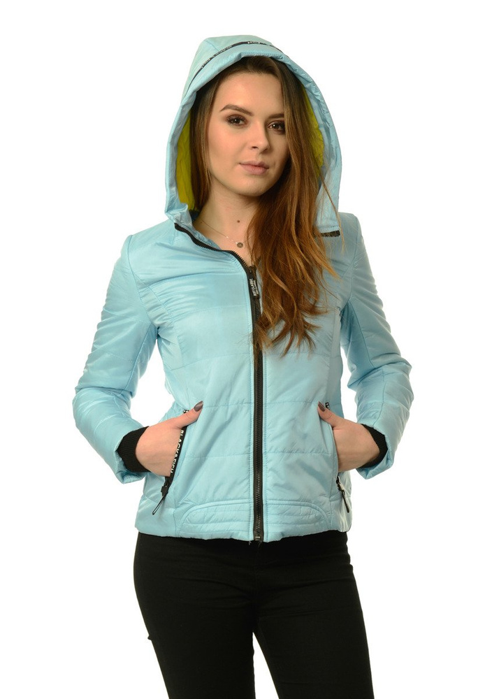 Damska Jesienna Wiosenna Kurtka Błękitna