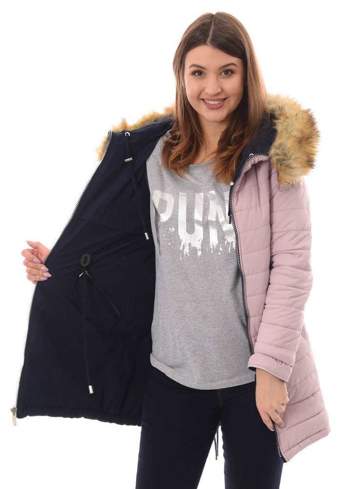 Damska Dwustronna Zimowa Kurtka Molly Granatowa