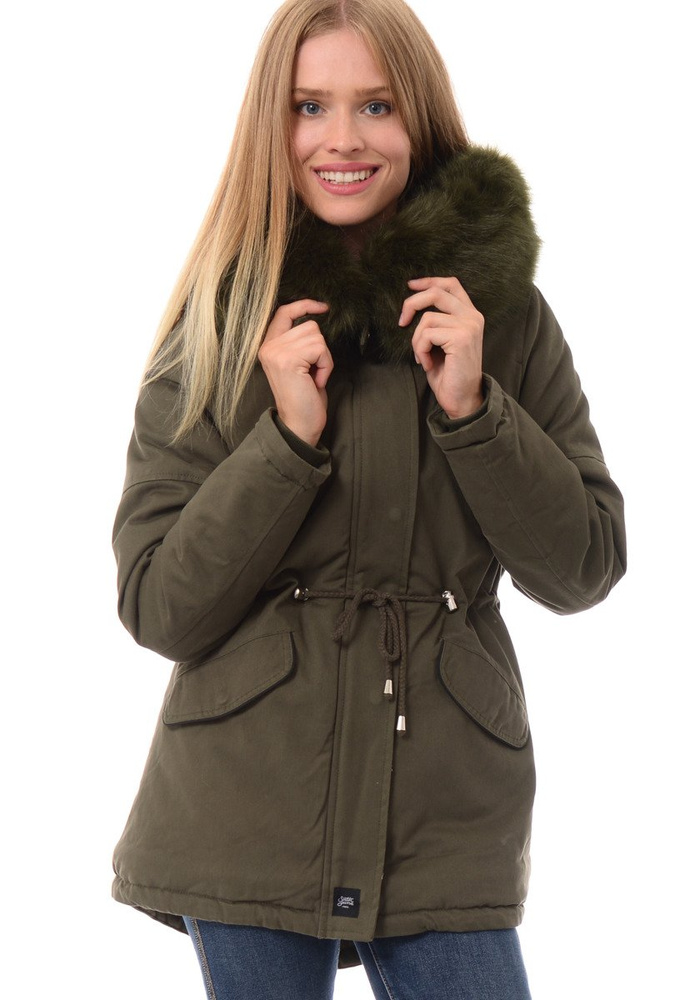 Kurtka Parka Aleksandra Zielona Z Zielonym Futrem