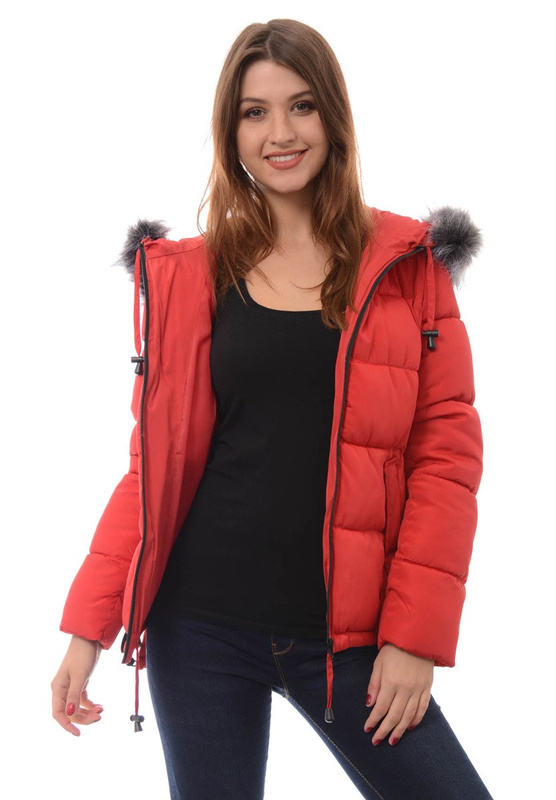 Damska Zimowa Kurtka Ortalionowa Czerwona