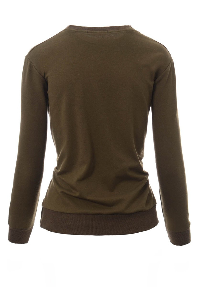 Damska Bluza Bawełniana Nadruk Korona Oliwkowa