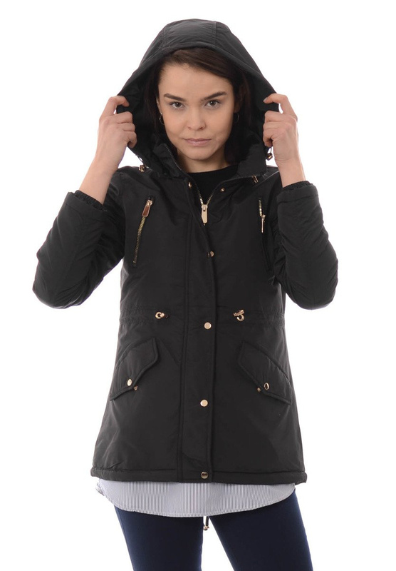 Damska Kurtka Parka Ortalionowa Wiosenna Ania Czarna
