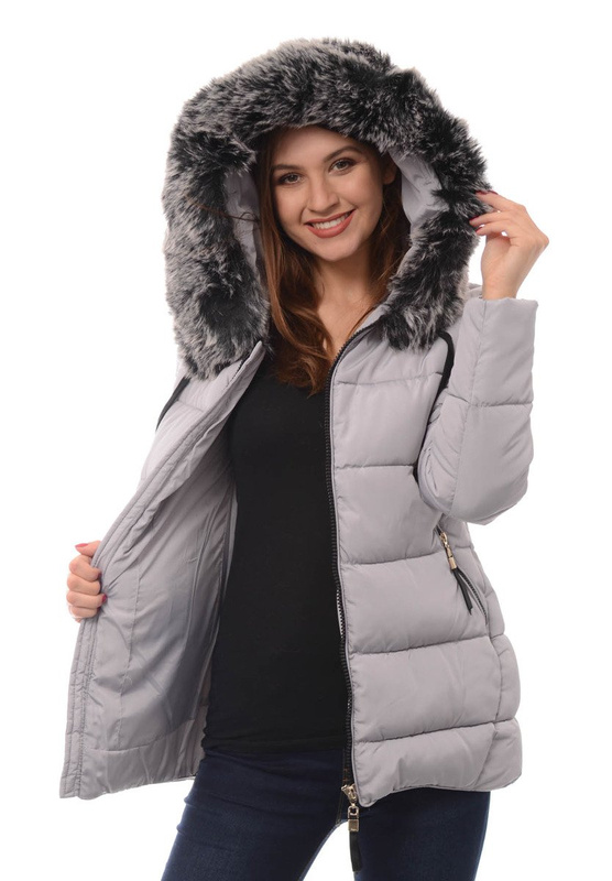 Damska Zimowa Kurtka Ortalionowa Melani Szara