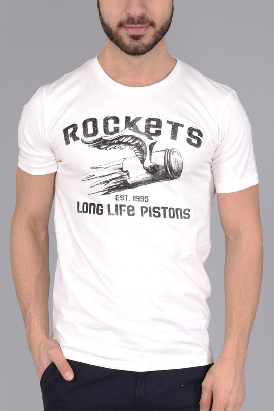 Męska Koszulka T-shirt GS Nadruk Biała