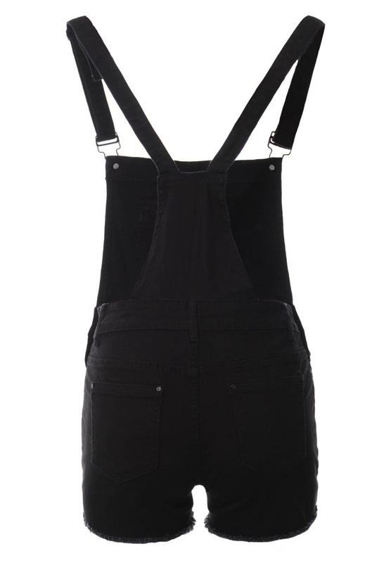Damskie Spodenki Ogrodniczki Jeansowe Czarne