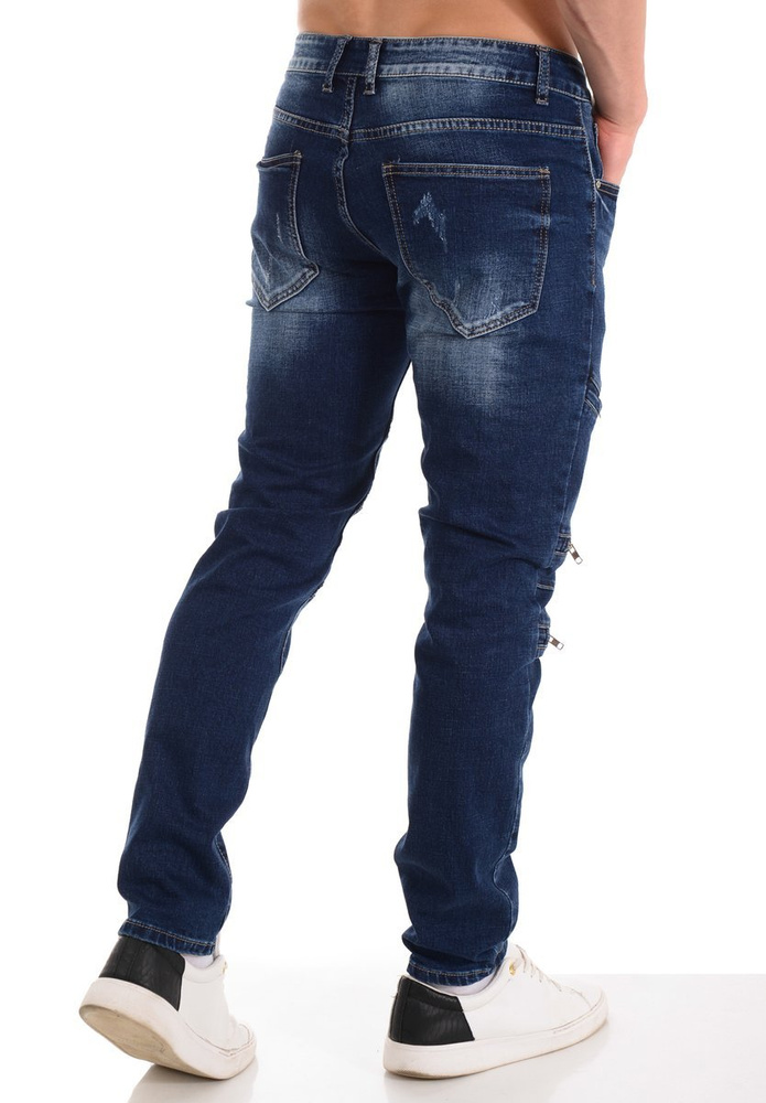 Męskie Spodnie Jeansowe Granatowe