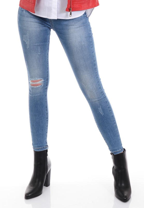 Damskie Spodnie Jeansowe Niebieskie