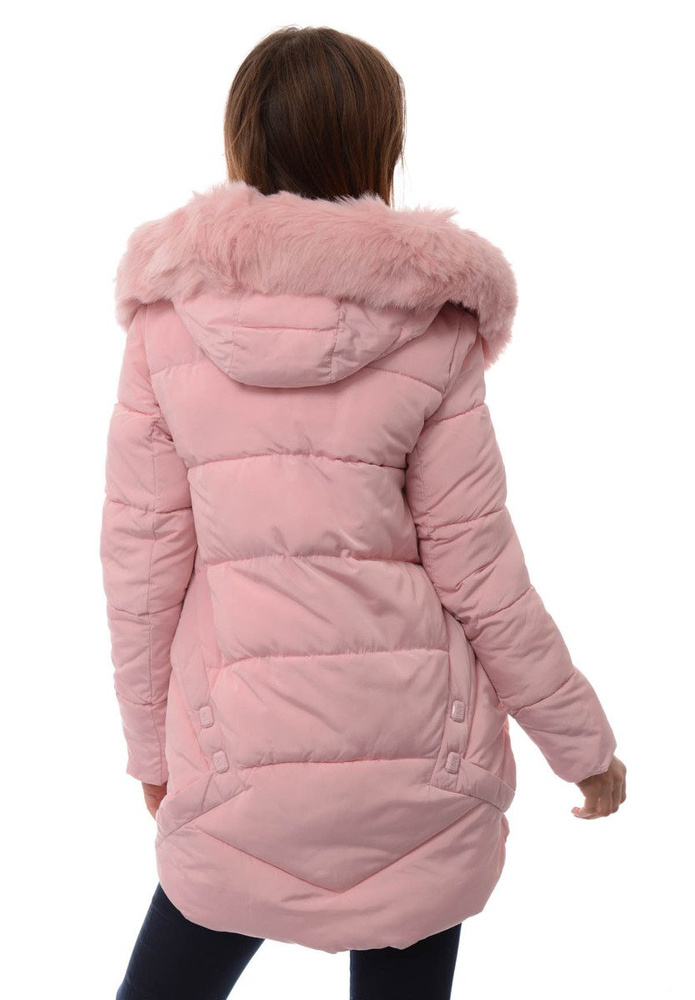 Damska Długa Zimowa Kurtka Ortalionowa Różowa