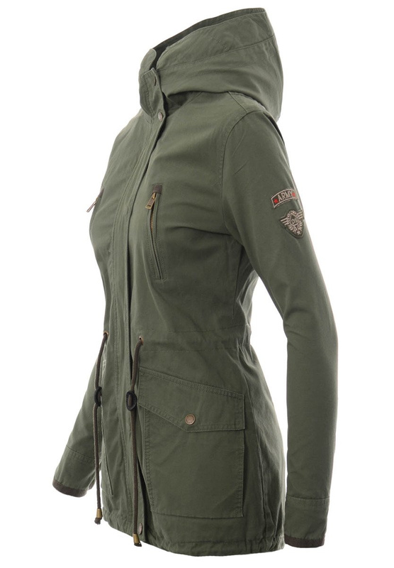 Damska Kurtka Parka Wiosenna Zielona