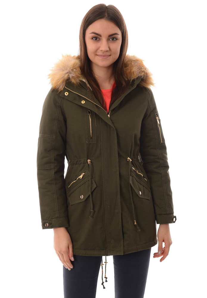 Damska Bawełniana Zimowa Kurtka Parka Zielona