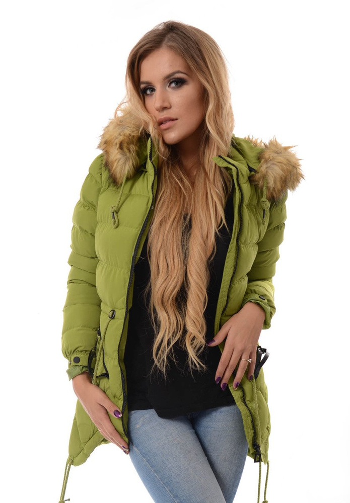 Damska Zimowa Kurtka Ortalionowa Jasno Zielona