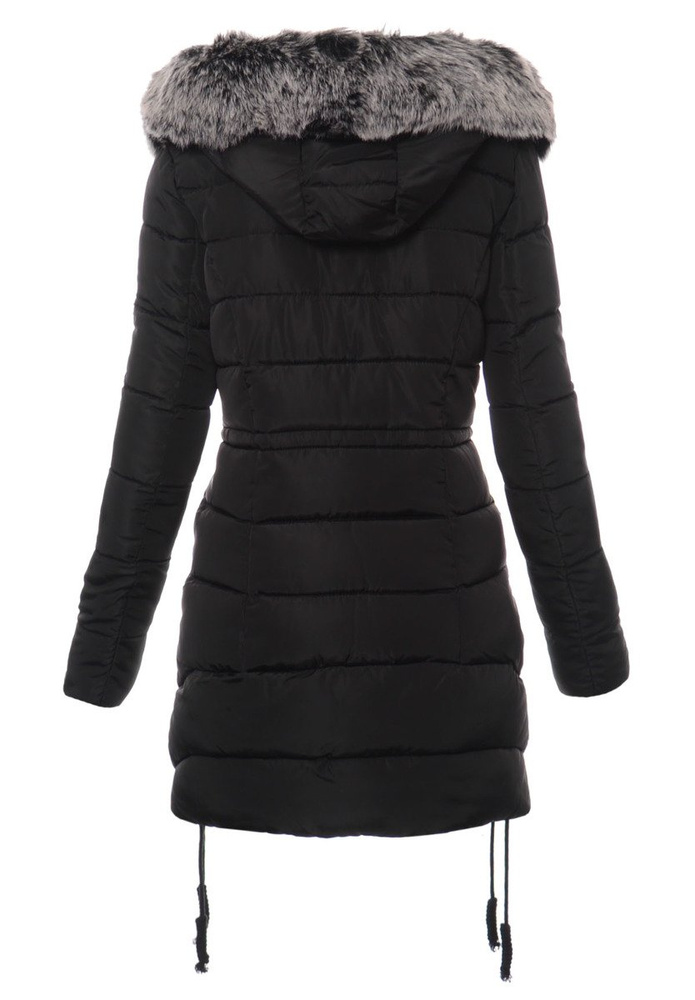 Damska Długa Zimowa Kurtka Ortalionowa Daga Czarna