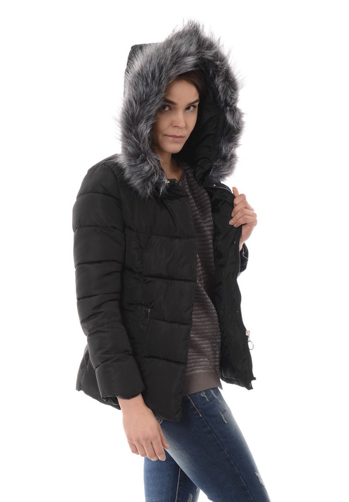 Damska Zimowa Kurtka Ortalionowa Czarna
