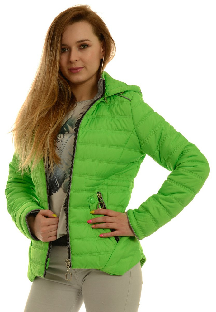 Damska Jesienna Wiosenna Kurtka Zielony Neon
