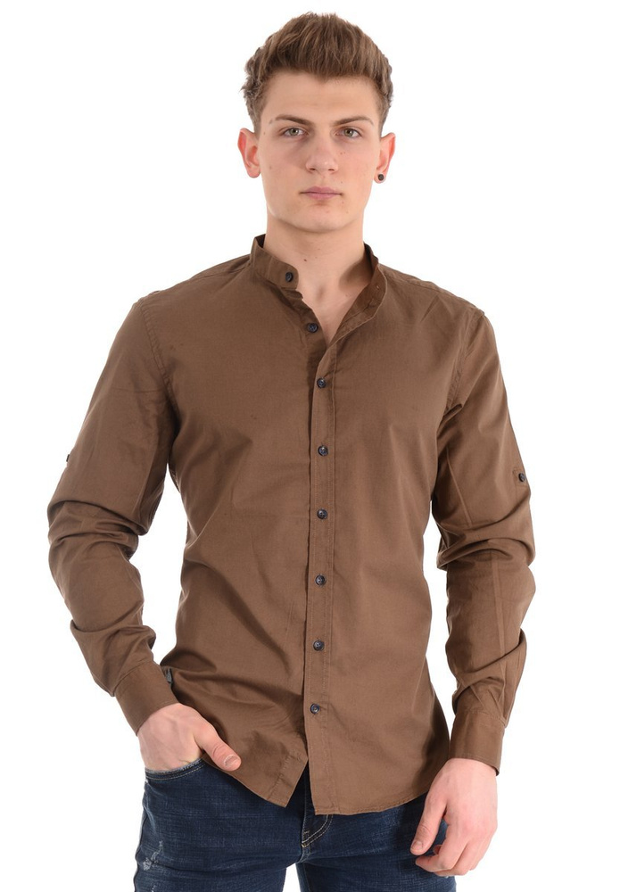 Męska Koszula Brązowa
