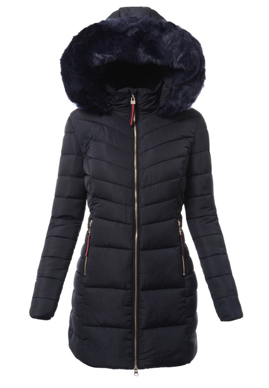 Damska Długa Zimowa Kurtka Ortalionowa Sylwia Granatowa