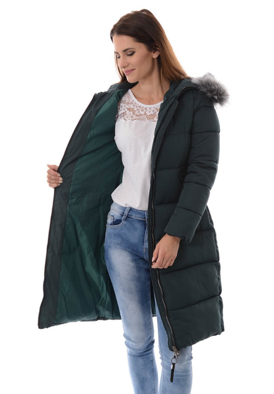Damska Zimowa Kurtka Ortalionowa Stefania Zielona