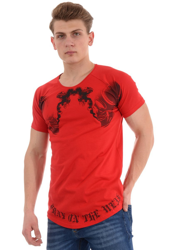 Męska Koszulka T-Shirt Nadruk Czerwona