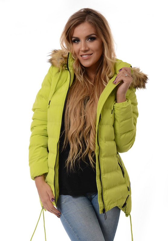 Damska Zimowa Kurtka Ortalionowa Limonkowa