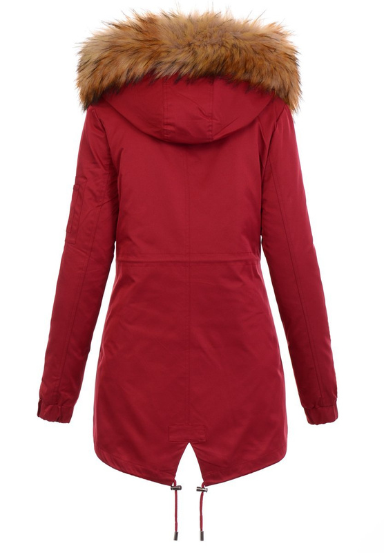 Parka Zimowa 3w1 Czerwona Z Brązowym Futerkiem